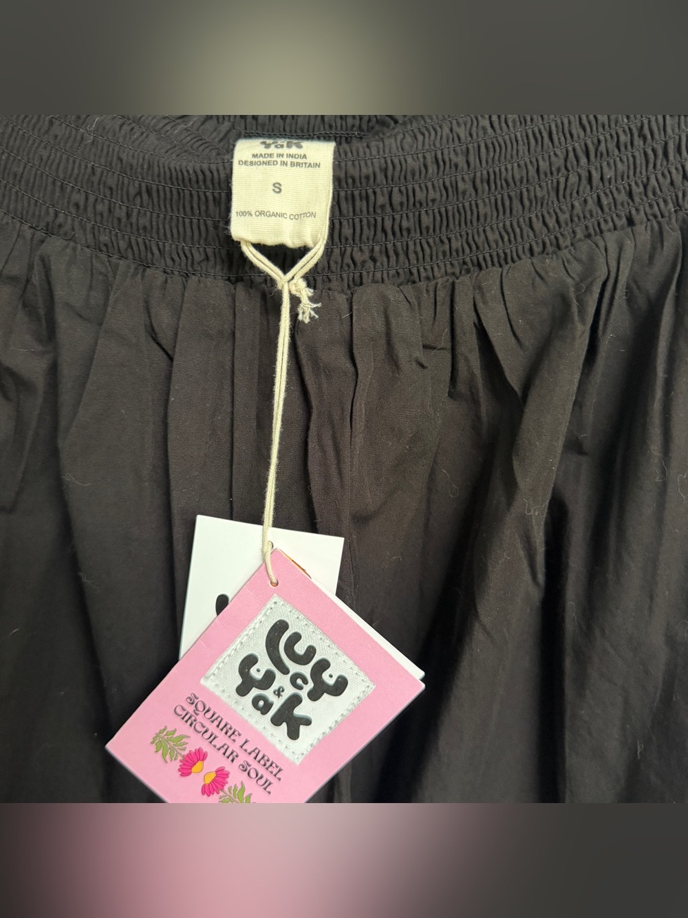 Lucy & Yak Black Smocked-Waist Skater Skirt - Picture 3 of 3